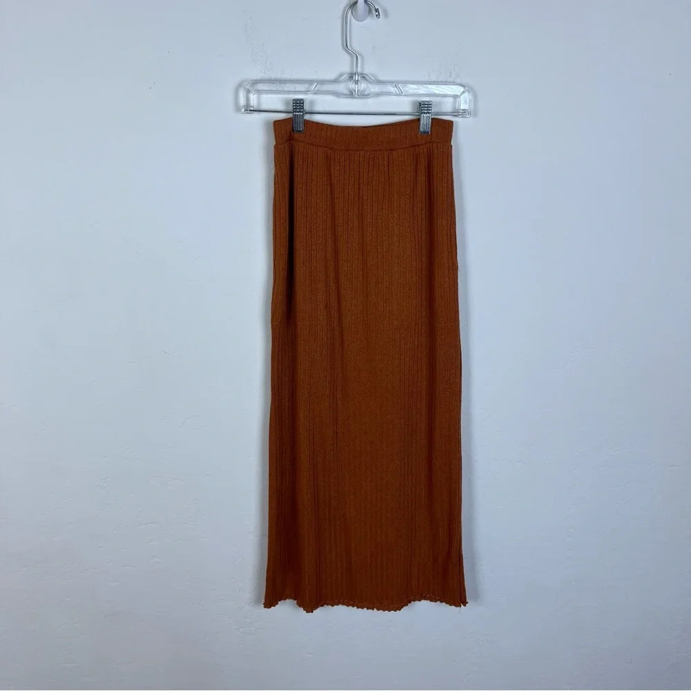 Free People Brown Ribbed Maxi Skirt